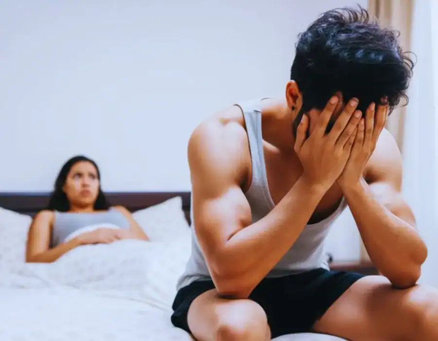Image of upset man in need of erectile dysfunction treatment Market Harborough